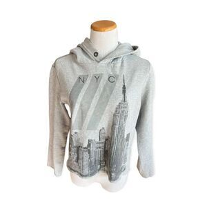 Womens Brooklyn Calling NYC Empire State Raw Hem Hoodie Sweatshirt  - Sz S